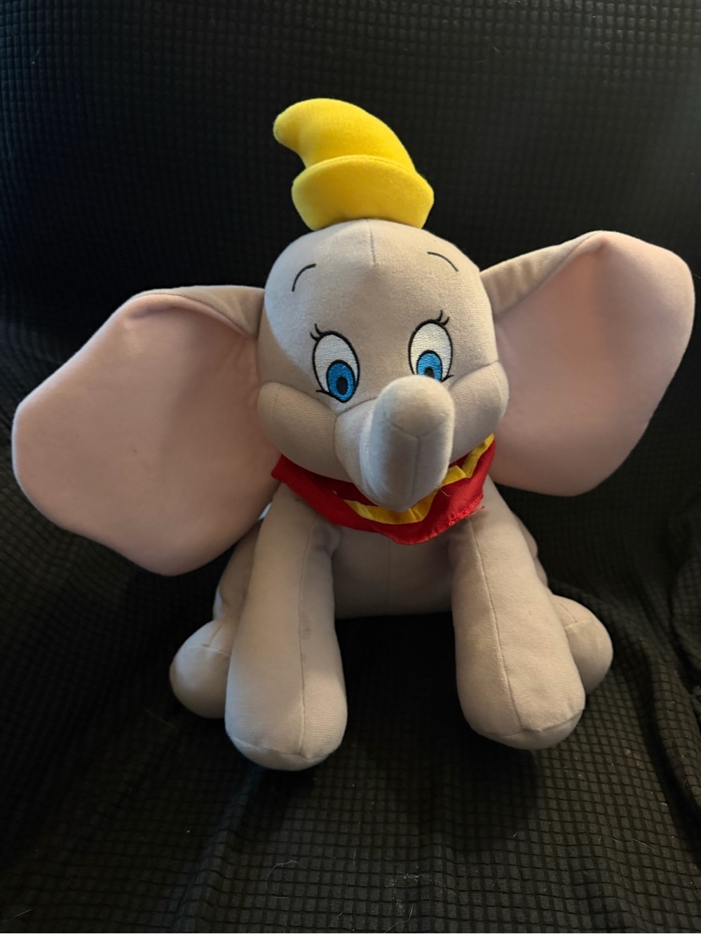 Disney Dumbo Plush Elephant in Light Gray with Yellow Hat and Red Collar